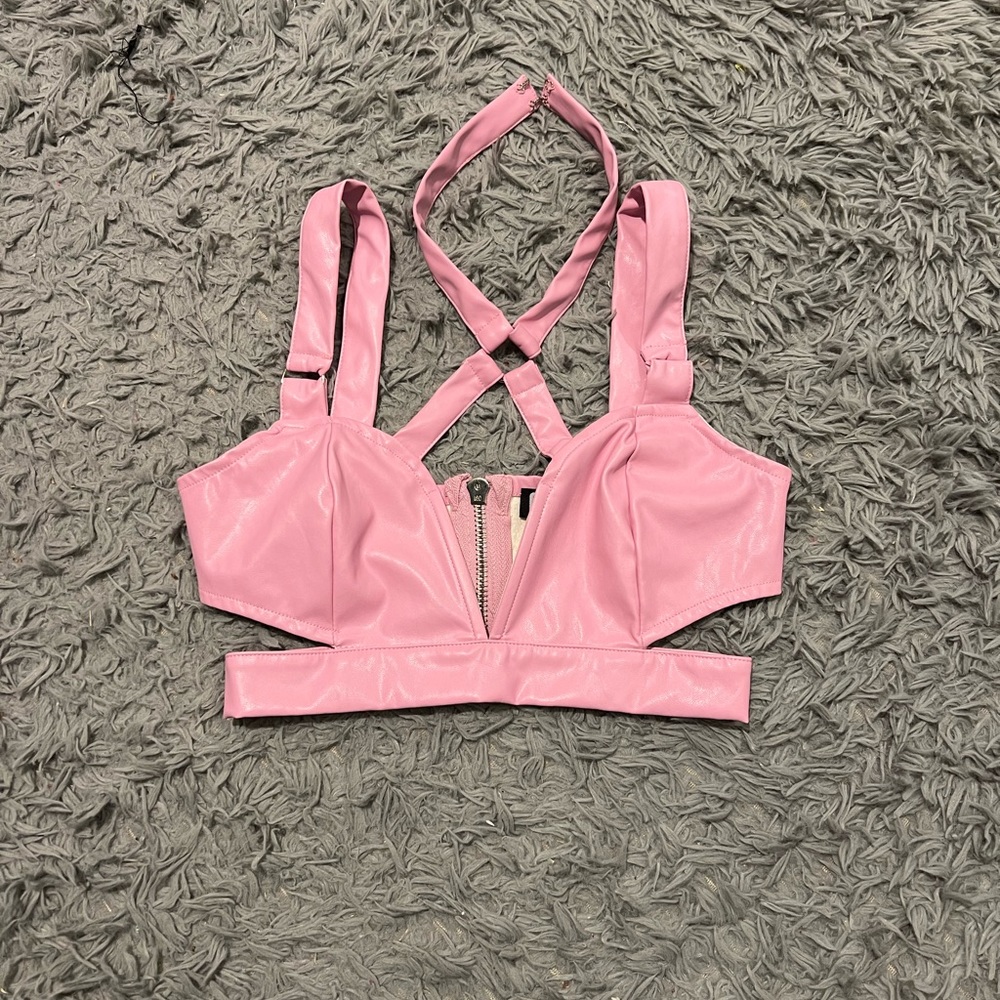 Pink Pleather Top